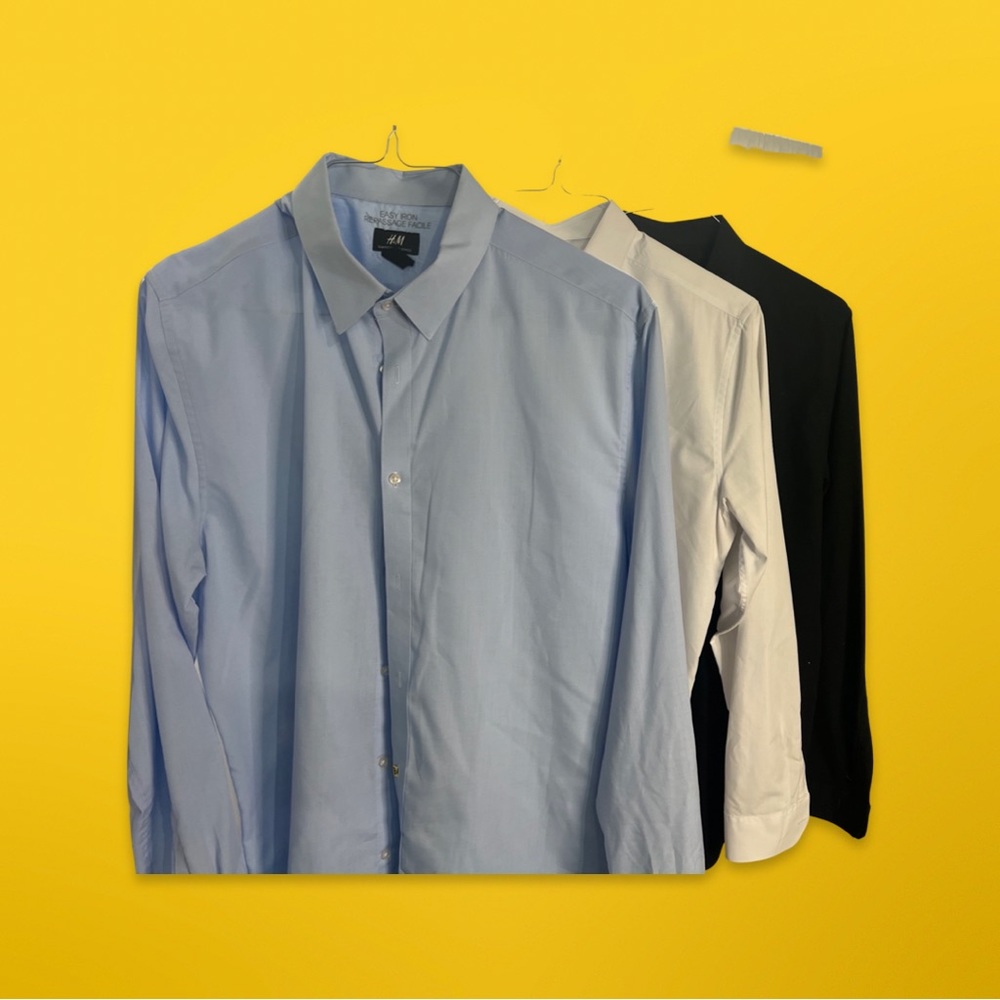 H&M “NO IRON” Mens dress shirt Bundle | 3 SHIRTS FOR 1 |